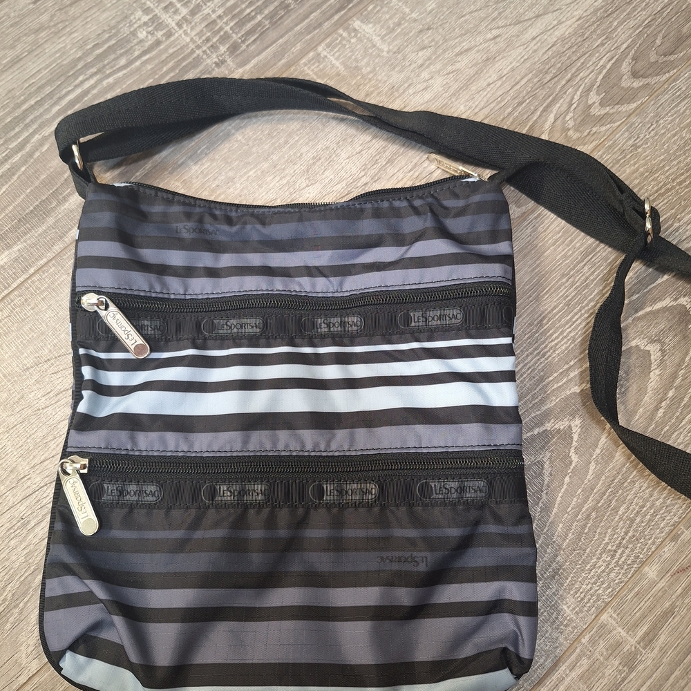 LeSportsac Black and Gray Striped Men's Bag